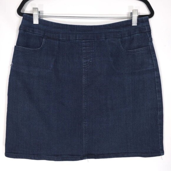 Soft Surroundings Women’s Denim Blue Mini‎ Skort Stretch Pockets 2BJ94 MEDIUM - Picture 2 of 13